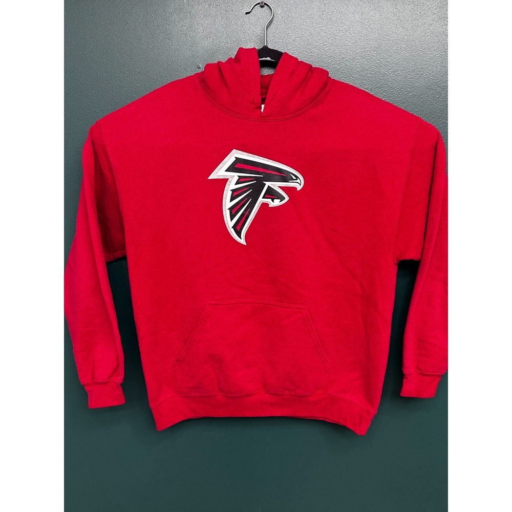 NFL Atlanta Falcons Red Screen Print Long Sleeve Hoodie Size Large - Picture 1 of 3
